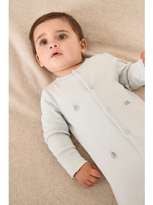 The White Company Organik Pamuklu Ayıcık Nakışlı Bebek Uyku Tulumu