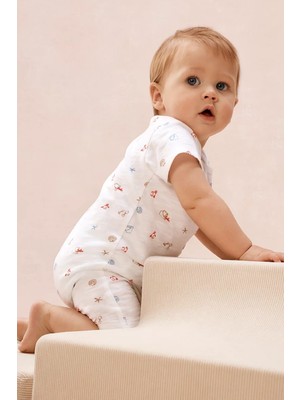 The White Company Organik Pamuklu Plaj Desenli Erkek Bebek Shortie Uyku Tulumu