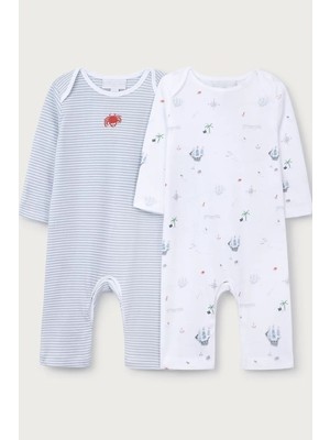 The White Company Organik Pamuklu Hazine Adası Desenli Bebek Uyku Tulumu 2'li Set