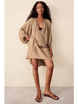 The White Company Boho V Yaka Plaj Kadın Mini Elbise