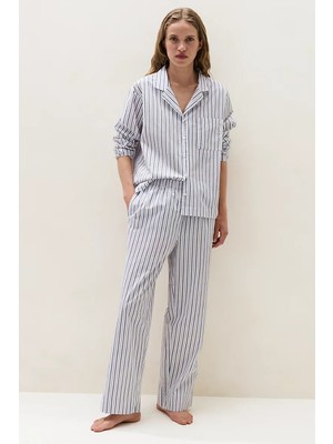 The White Company Organik Pamuk Çizgili Kadın Pijama Altı