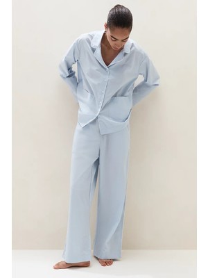 The White Company Organik Pamuk Poplin Biyeli Pijama Takımı Kadın