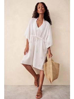The White Company Organik Pamuk Brode Kadın Plaj Kaftanı