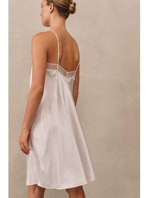 The White Company Ipek Dantel Detaylı Kare Yaka Askılı Kadın Gecelik