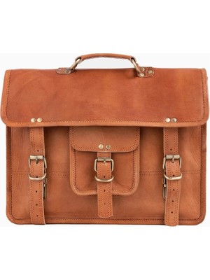 Berliner Bags Berlin M Unisex Vintage Deri Laptop Bölmeli Postacı Çantası Kahverengi
