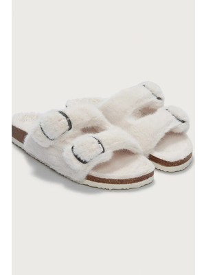 The White Company Çift Tokalı Mantar Tabanlı Peluş Kadın Ev Terliği