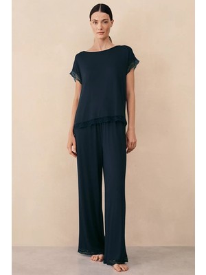 The White Company Dantel Detaylı Jersey Kadın  Pijama Takımı