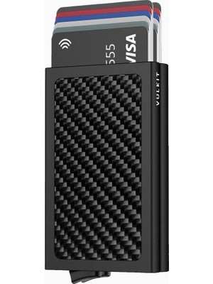 Vulkit Rfıd Nfc Korumalı Metal Çift Kartlı Minimal Erkek Kartlık Cüzdan