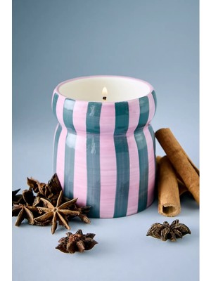 Anthropologie Paddywax Cabana Tarçın ve Karanfil Çizgili Seramik Mum