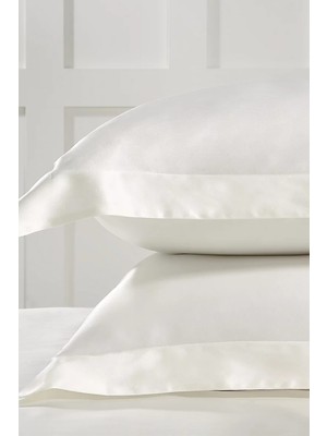 The White Company Audley Saf Ipek Oxford Tekli Yastık Kılıfı