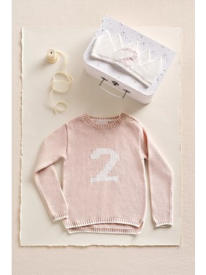 The White Company Organik Pamuk Karışımlı Kız Çocuk 2 Yaş Doğum Günü Kazak ve Taç Hediye Seti