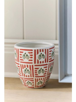 Anthropologie Lillie El Boyaması Seramik Dekoratif Çöp Kovası