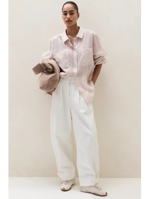 The White Company Ramie Kumaş Kadın Oversize Gömlek
