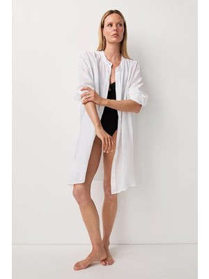The White Company Keten Kadın Plaj Gömleği