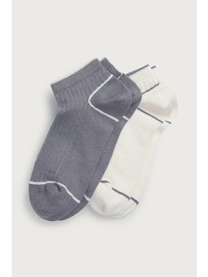 The White Company 2'li Şerit Detaylı Sneaker Çorabı Kadın