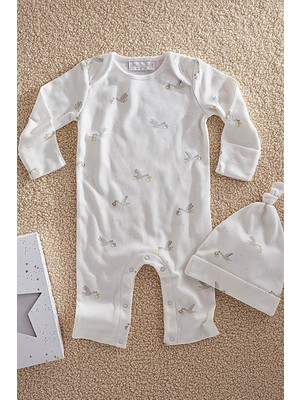 The White Company Organik Pamuklu Leylek Desenli Yenidoğan Hediye Seti