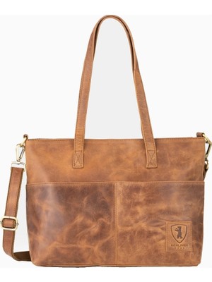 Berliner Bags Julia Vintage Deri 14 Inç Laptop Bölmeli Kadın Omuz Çantası