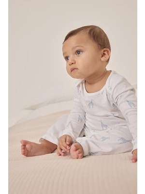 The White Company Organik Pamuklu Zürafa Desenli Bebek Tulumu