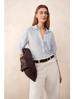 The White Company Avrupa Ketenli Kadın Oversize Gömlek