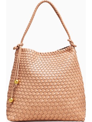 By Anthropologie Örgü Dokulu Düğümlü Askılı Bucket Çanta