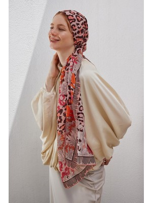 Fenza Scarf Liora Leopar Desenli Ipek Şal