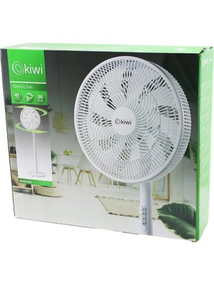 Kiwi KFAN-7627 41CM 50W Ev Tipi Ayaklı Vantilatör 3-Kademe Hız 9-Pls.kanat Sigortalı Sessiz Motor Yükseklik: 125CM BX40