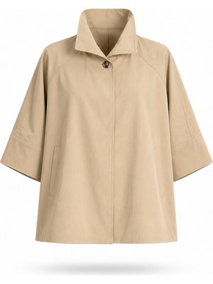 5in1Canpolat Camel Oversize Kısa Trençkot 87159