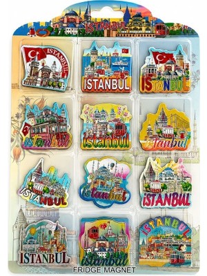 Aesco Istanbul Temalı Silikon Buzdolapı Süsü Magnet 12'li Set