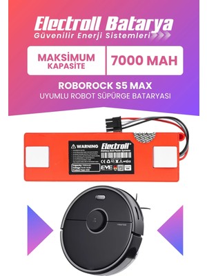 Roborock S5 Max Uyumlu Batarya (MAKSİMUM KAPASİTE) 7000mah Pil Robot Süpürge Batarya Değişimi