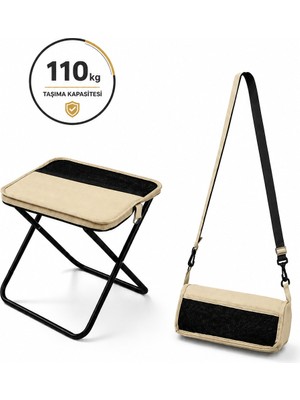 Outdoven Flip Katlanabilir Kamp ve Balıkçı Taburesi 110 kg Taşıma Kapasiteli Bej