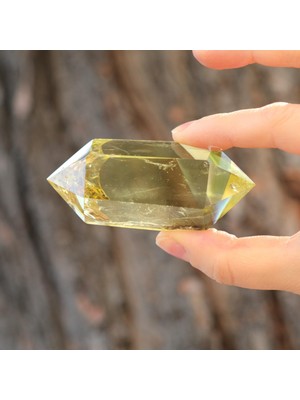 Taş Sandığı Doğal Çift Uçlu Limon Kuvars Taşı – 100 gr – Enerji Dengeleyici Kristal Kuvars