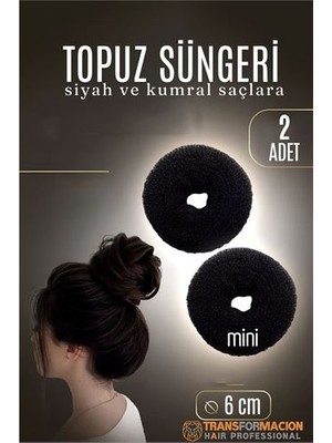 Modacar Siyah Mini Saç Topuz Süngeri  2 Adet 6 cm Çap 2.5 cm Kalınlık 721884