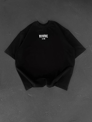 Tarz Yeri Erkek Ön ve Arka Baskılı T-Shirt Kısa Kol Bisiklet Yaka Regular Fit Tişört -  Siyah