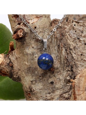 Taş Sandığı Lapis Lazuli Taşı Çelik Kolye - 10 mm