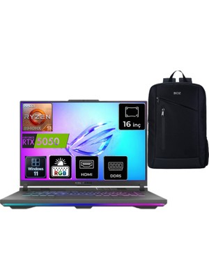 Asus Rog Strix G16 G614PH-RV036 Amd Ryzen 9 8940HX 16GB 512GB SSD RTX5050 Windows 11 16" Wuxga 165Hz Taşınabilir Bilgisayar + Boz Çanta