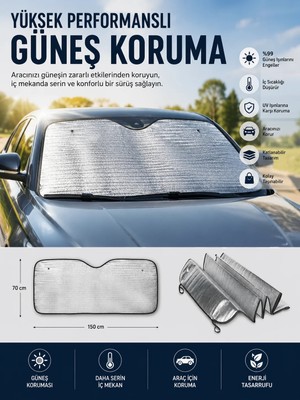 Birsence Araç Güneşlik Koruyucu Cam Güneşliği Otomobil Güneşlikleri Katlanabilir
