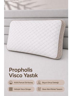 Hig Store Propholis Klimalı Ortopedik Baş Boyun Destekli 40X60X15 Tombul Visco Visko Yastık - 1 Adet
