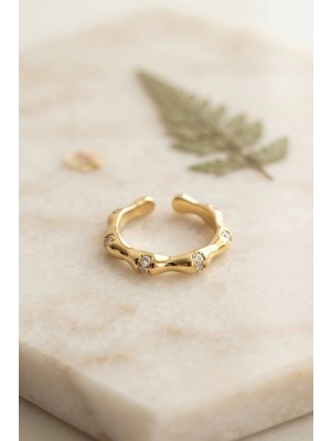 Nemere Gold Renk Kemik Model Zirkon Taşlı Kadın Yüzük TJ-BYK4237