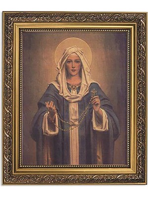 1001 Ilham Verici Çerçeveli Baskı Our Lady Of The Rosary, 11WX135H, Kahverengi