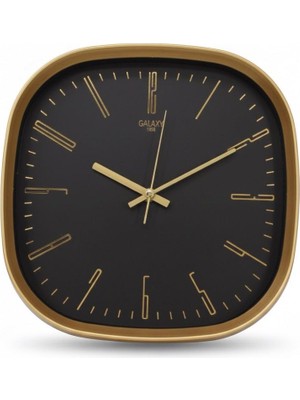 1001 Premium Serisi Abs Kasa Duvar Saati Oval 30 cm Gold-Siyah Klasik Kadran