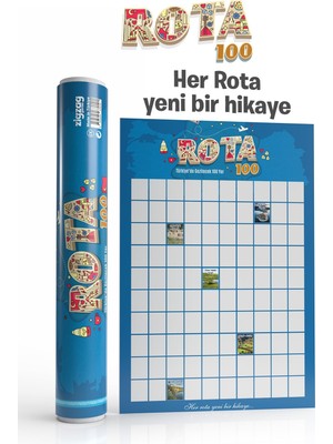 1001 Rota 100 Kazı Kazan Poster | Türkiye Gezi Rotası Posteri | Gezginlere Hediye