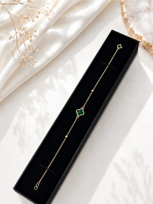 14 Ayar Altın Büyük Tekli Dört Yapraklı Bileklik - 18 cm 1.70 Gram