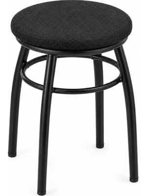 1001 Yumuşak Minderli Metal Tabure, 43 cm Yükseklik 33 cm Çap, Yuvarlak Oturma Taburesi, Dayanıklı D