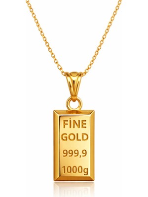 14 Ayar Altın Forse Zincir Mini Külçe Kolye - 1.60GR