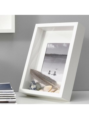 1001 Sannahed 21X30 cm A4 Beyaz Ahşap Fotoğraf Çerçevesi, Derin Kutu Çerçeve