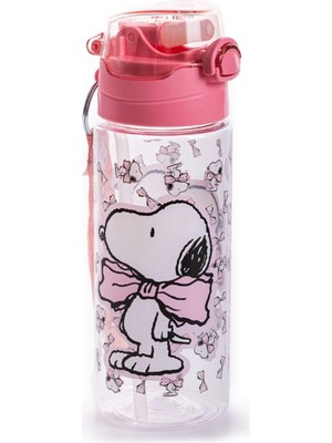 1001 Snoopy Kız Çocuk 500 ml Silikon Pipetli Okul Suluğu, Renkli