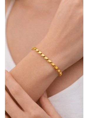 14 Ayar Altın Pullu (Halep) Zincir Bileklik - 1.40 Gram 18 cm