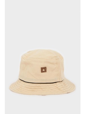 1001 Etiket Baskılı Keten Karışımlı Bucket Şapka Erkek Bebek C2744A526SM
