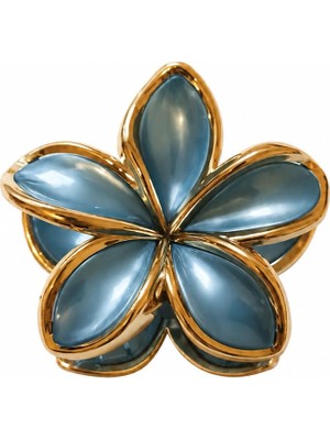 1001 Lotus Saç Tokası – Büyük Boy 8 Cm, Tekli Saç Tokası, Lotus Çiçeği Tasarımı (Mat Mavi)