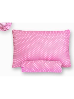1001 Pamuklu Ranforce Çift Kişilik 160X200 Lastikli Çarşaf Takımı - Pembe Puantiyeli (Pembe / 160 x